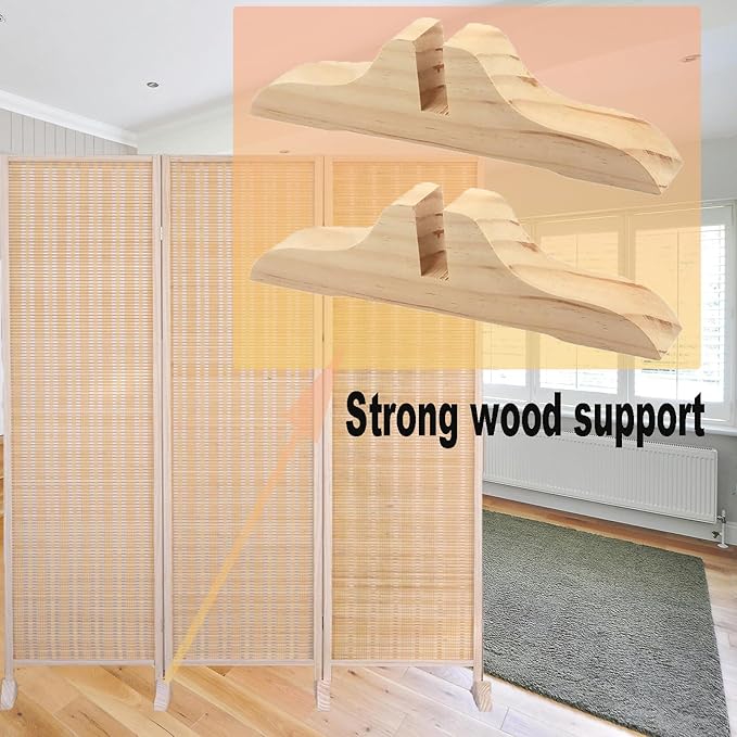4pcs Folding Room Divider Stand, Room Dividers Screen Holder Feet Partition, Wooden Room Divider Stand with Screws, Folding Privacy Screen Holder for Hotel Home Office