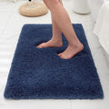 Bathroom Rugs, Ultra Thick Shaggy Soft Microfiber Absorbent Bath Rug, High Density Foam Latex Non Slip Backing, Machine Washable Bath Mats for Bathroom Floor & Sink 24x17, Navy Blue