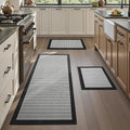 PADOOR Non Slip Kitchen Rugs Sets of 3 - Extra Large 2.5'x6' + 20"x32" + 20"x32" Runner Rugs for Kitchen Floor Non Skid Washable, Absorbent Kitchen Mat for in Front of Sink 3 Piece Black