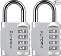 Puroma 2 Pack Combination Lock for Locker 4 Digit Outdoor Waterproof Padlock for School, Gym, Sports, Fence, Toolbox, Gate, Case, Outdoor, Hasp Storage, Cabinets (Silver)