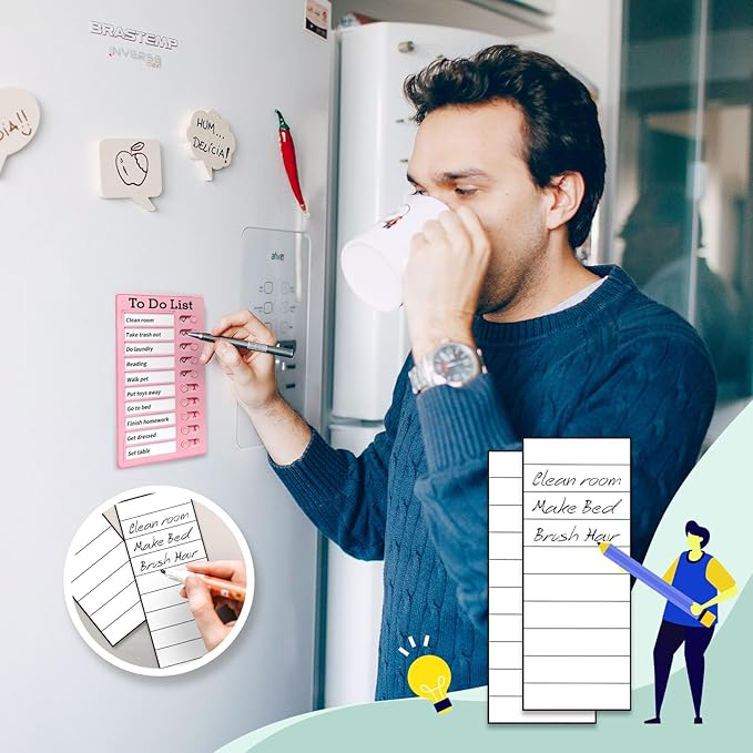 2 Pieces Chores Chart for Kids-Visual Schedule, Plastic Checklist Board, Detachable to Do List Whiteboard, Portable Routine Chart (pinkgreen)