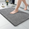 LOCHAS Luxury Bathroom Rug Shaggy Bath Mat 24 x 36 Inch, Washable Non Slip Bath Rugs for Bathroom Shower, Soft Plush Chenille Absorbent Carpets Mats, Light Gray
