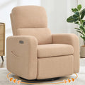 Power Swivel Rocker Recliner, Oversized Boucle Electric Recliner Chair, Swivel Glider Nursery Reclienr with Removable Cushion, Upholstered Recling Chair for Living Room Bedroom, Teddy Camel