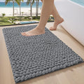 LUMI Luxury Bathroom Rug, Ultra Soft Quick Dry Bath Mat, Non-Slip Absorbent Thick Chenille Bath Rug, Cozy Braid Design Floor Mat for Bathtub, Sink, Laundry, Bedroom, Grey, 24"x36"