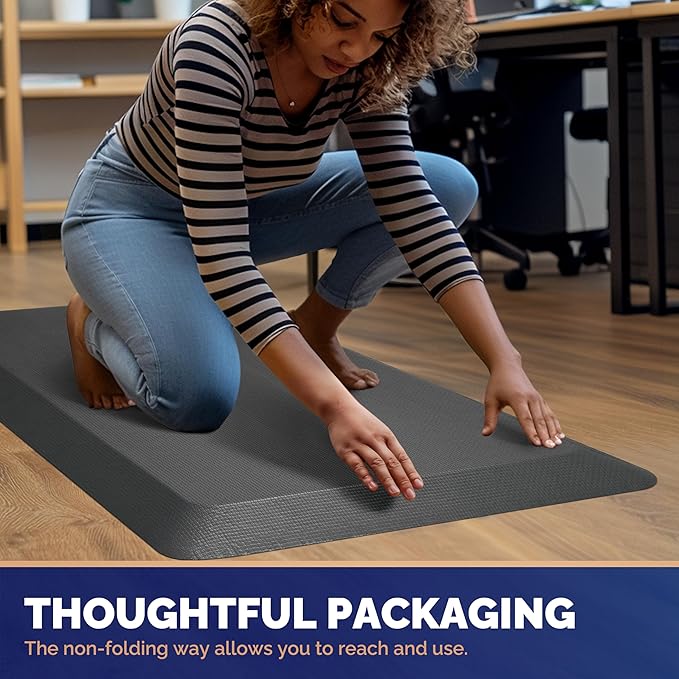 FEATOL Anti Fatigue Mat for Standing, 9/10 Extra Thick Ergonomic Standing Desk Mat, Comfort & Durable Memory Foam Standing Mat at Home,Office All Day (20" x 32", Gray, 1PC)