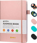 Address Book with Individual Alphabetical Tabs Laminated, Large Print Address Book with 468 Wide Lining Entry Spaces, Change of Address Labels, Hardcover Address Book 5.7 x 8.5" - Rose Gold