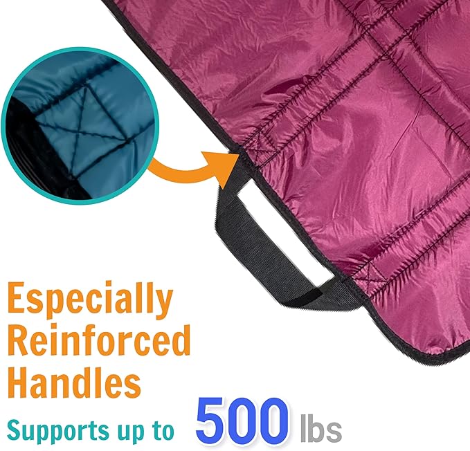 Upgraded 3-Layer Comfort Positioning Bed Pad with Handles Washable Waterproof Transfer Board for Turning Moving Patient Inconvenience Care Transfer Sheet, 48" x 40", Large, Mystic Plum