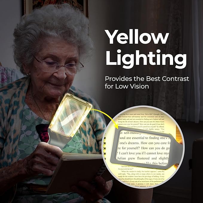 MAGNIPROS Patented 6X Large Magnifying Glass with 3 Color Light Modes | Anti-Glare Lens & Stepless Dimmable LEDs | Perfect for Reading & Inspection - Ideal for Seniors & Low Vision