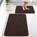 OLANLY Bathroom Rugs Sets 2 Piece, Soft Absorbent Chenille Bath Mats Area Rug Set, Non-Slip, Quick Dry, Machine Washable Bath Mats for Bathroom, Home Decor Accessories (30"x20"+24"x16", Brown)