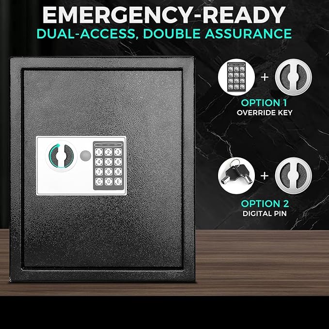 Flexzion Key Box Wall Mount With Code, Key Cabinet, Key Deposit Slot, 40 Key Holder Organizer Locker Case, Colored Key Tags Wall Mounted Lock Box For Keys Storage (Black)
