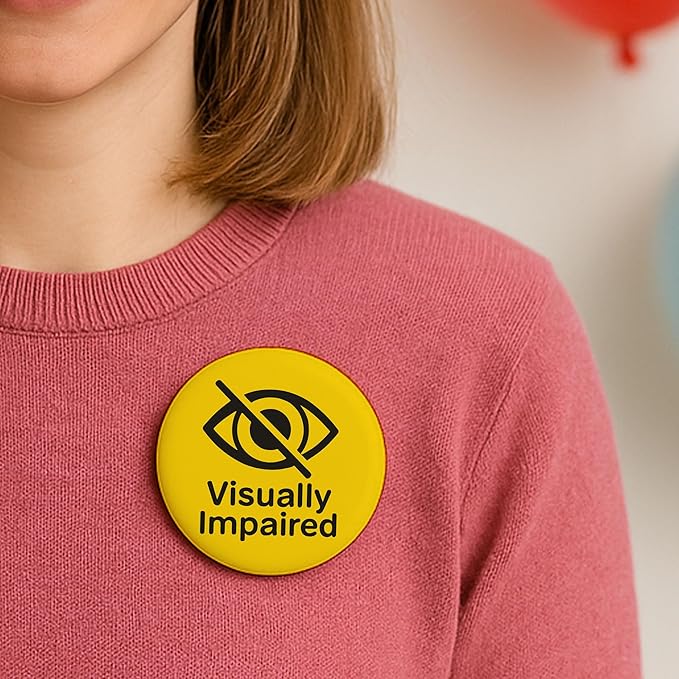Visually Impaired Information Badge, Partially Sighted Badge, Nonverbal Communication Aid for Visual Impairment, Accessible Pin, Hidden Disability Awareness, 2.2"