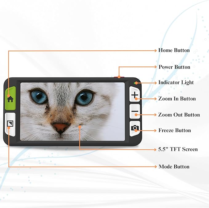 Luna 6 Portable Video Magnifier by Zoomax – HD Screen, Built-in Handle, Wireless Charging, Foldable Stand, Long Battery Life, Lightweight & Portable Digital Reading Aid for Low Vision
