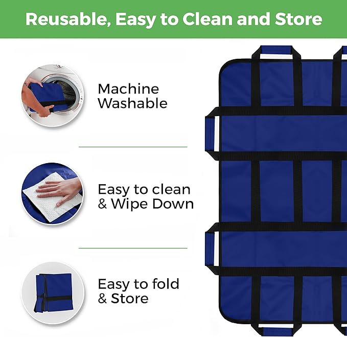 Positioning Bed Pad with 8 Reinforced Padded Handles - Washable Transfer Sheet for Lifting & Repositioning - Quick-Dry Patient Slide Blanket for Caregiver, Bedridden, Elderly - 48" x 40", Blue Ver 2