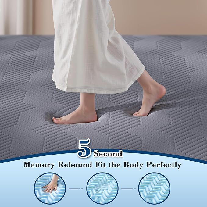 EnHomee Memory Foam Mattress Topper,3 Inch Full Mattress Topper Pressure Relief with Cooling Gel and Removable & Washable Embossed Cover, CertiPUR-US &Oeko-TEX Certified, Grey, Full