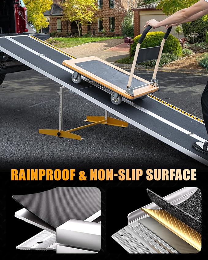 VNN Portable Wheelchair Ramp 12FT, Seamless Non-Slip Aluminum Material Handling Ramps for Wheelchairs for Home, Wheelchair Ramps for Home Steps, Aluminum Loading Dock Plates