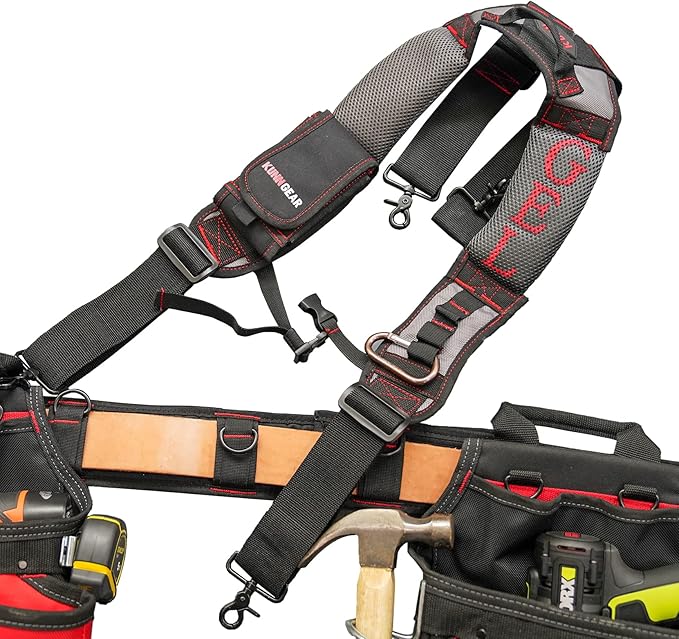 KUNN Gel-Padded Tool Belt Suspenders for Construction Work - Comfortable Support for Carpenters,Electricians & DIY