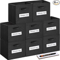 artsdi 13x13x13 storage cube bins(Set of 8) Fabric storage cubes with 8 Labels Window Cards & a Pen,storage cubes 13x13,storage bin,Collapsible 13 inch cube storage bins,Cubby Organizer Boxes,Black