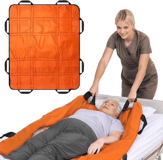 Upgraded 3-Layer Comfort Positioning Bed Pad with Handles Washable Waterproof Transfer Board for Turning Moving Patient Inconvenience Care Transfer Sheet, 48" x 40", Large, Canyon Rust