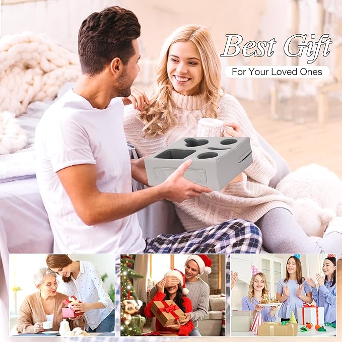 STBoo Couch Cup Holder Pillow - Sofa Drink Cup Holder Cozy Buddy | Bed Caddy Organizer Holds Remote, Snacks, Phones | Waterproof Anti-Spill Sofa Beverage Tray for Car, Pack, Beach, RV, Boat (PUGrey)