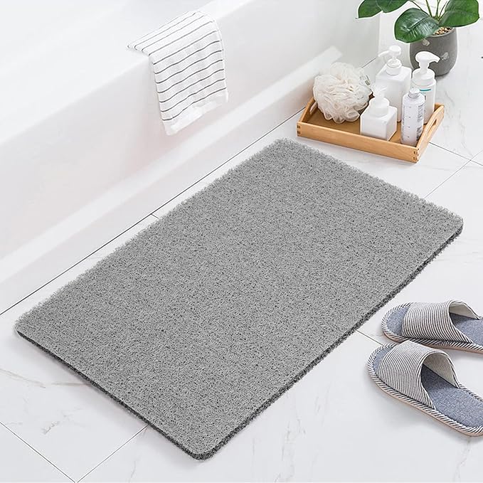 Joyhalo Shower Mat Bathtub Mat Non Slip, Bathmats Non Slip, Quick Drying Foot Scrubber Loofah Mats for Shower, Tub, Bathroom, Home, 30x17inch, Grey