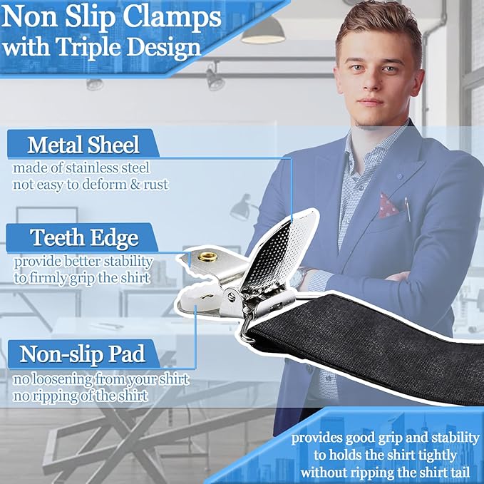STAY GENT Mens Shirt Stays Adjustable Elastic Shirts Tucker Shirt Garter for Men Police Keep Shirt Tucked