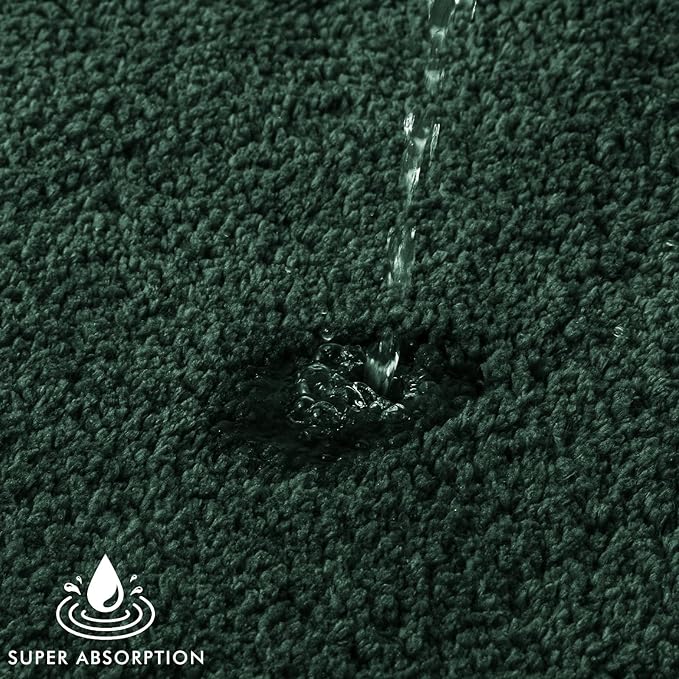 MIULEE Christmas Dark Green Toilet Rugs U Shaped, Absorbent Microfiber Contour Bath Mats for Bathroom Floor, Anti-Slip Machine Wash Dry, 20'' x 20''