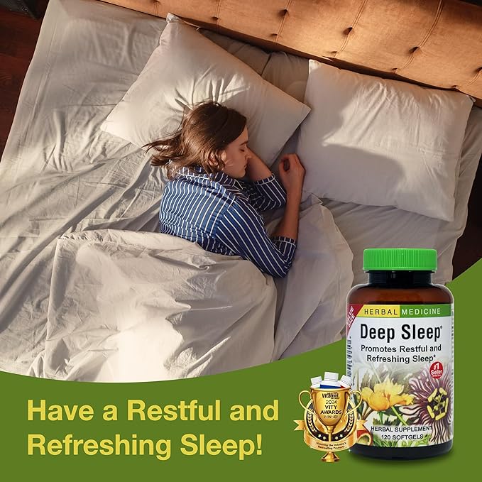 Herbs Etc. Deep Sleep Softgels - Herbal Sleep Support Supplement - Rest & Calming Support with Passionflower, Chamomile & Lemon Balm - 120 Softgels (120 Servings)