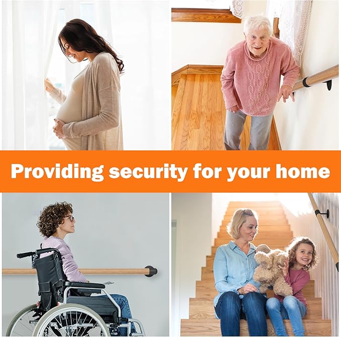 2FT Round Wooden Stair Handrail,Indoor Staircase Handrail,Wall Mount Support Stair Railings, Non-Slip Safety Corridor,Lofts,Patio,Guardrail,Home Wood Hand Railings for Elderly,Children,Disable People