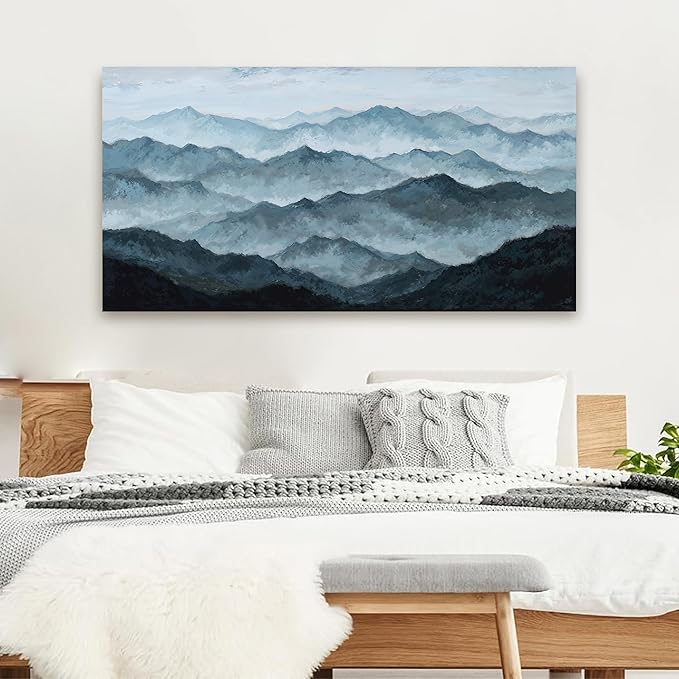 YISXINOAG Landscape Canvas Wall Art Modern Abstract Wall Art Canvas Art Wall Decor Grey Green Mountain Modern Home Artwork on Bedroom, Dining Room Abstract Wall Decor Ready to Hang Size 24"X48"
