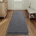 H.VERSAILTEX Waffle Bath Runner Rug Long Bath Mat Super Absorbent Boho Bath Rugs Non Slip Bath Runner for Bathroom Floor Machine Washable Dry Fast Bathroom Rugs with Tassels, 24" x 72", Gray