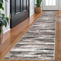 Modern Abstract Runner Rug 2x10, Dark Light Brown White Washable Long Kitchen Runner Non-Slip Soft Hallway Rug Runner Thin Print Faux Wool Carpet for Entryway Bedroom Laundry Room Indoor