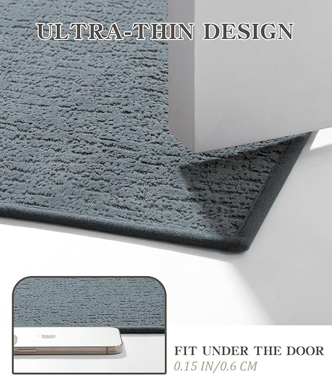 chakme Bathroom Rugs Mat 32x17, Ultra Thin Non Slip Bath Mat Quick Dry Absorbent Bath Mat for Bathroom Floor, (Light Blue, 32"x17")