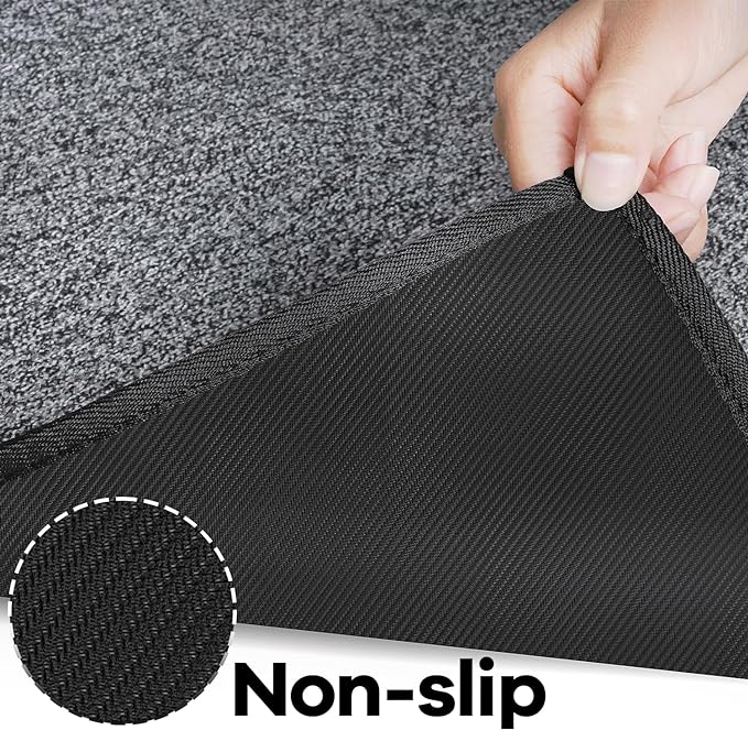 Door mat with Non Slip Rubber Backing, Washable Soft Floor Carpet for Kitchen, Hallway, Entryway Indoor, Bedroom, Laundry, Low Pile Area Rugs, Solid Color with Pointillism Style, 2 * 3 ft Black