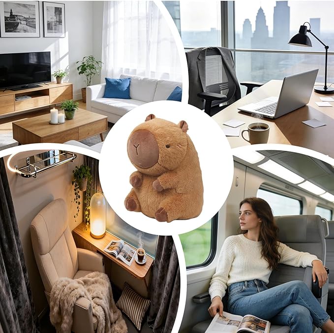 U Shape Travel Pillow - Capybara Plush 2 in 1 | Neck Support Cushion for Children Adults | Airplane Sleeping Pillow for Car Camping Office Road Trip Home | Soft Travel Comfort Accessory