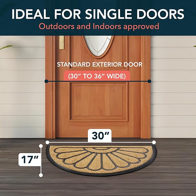 ubdyo Front Door Mat - Low Pile Front Door Mat Outside Entrance - Muddy Dirt Trapping Welcome Matt Outdoor - Rubber Backing Anti Slip Indoor Doormat Entrance, 30" x 17", Bright Yellow