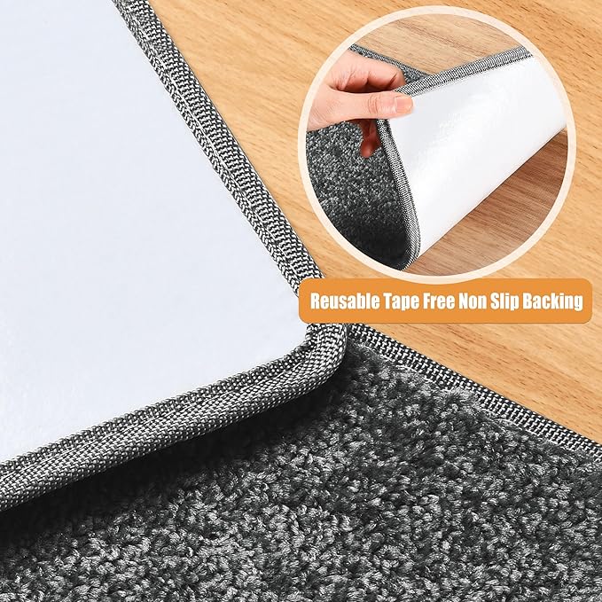 PURE ERA Carpet Stair Treads Tape Free Non Slip Indoor Stair Carpet Stair Protectors Pet-Friendly Non-Slip Skid Resistant Washable Reusable 8" x 30"(2 Pieces,Dark Gray)
