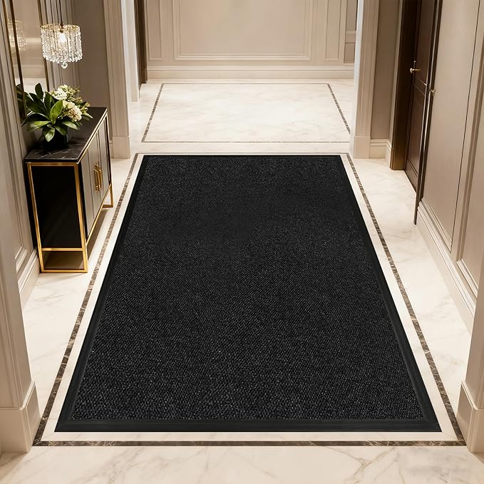 3ft x 17ft Front Door Mat Indoor Outdoor Entrance, Commercial Heavy Duty Entryway Matt, Non-Slip Rubber Backing Low Profile Doormat, Waterproof Dirt Trapper Welcome Mat for High Traffic Area