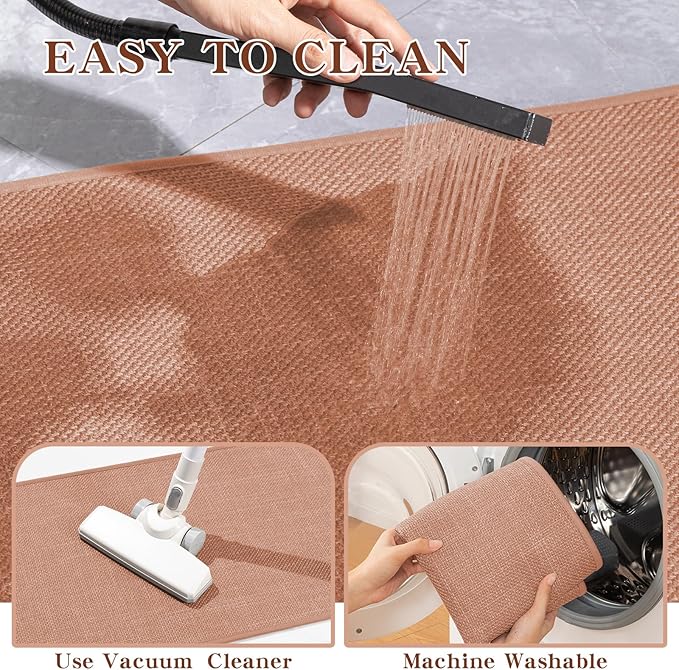 chakme Bathroom Rugs Mat 59x24, Ultra Thin Non Slip Bath Mat Large Quick Dry Absorbent Bath Mat for Bathroom, (Dark Pink, 59"x24")