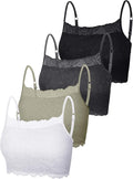 Boao 4 Pieces Women's Lace Camisole Stretch Half Cami Breathable Bra Comfort Lace Bralette Top for Lady Girls