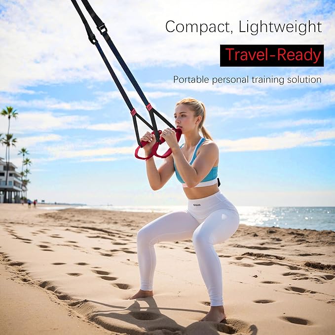Suspension Straps Trainer for Home Gym – Integrated Door Anchor for 1-Second Setup, Bodyweight Fitness All in One Workout for Full Body, with Safety Sign, Big Poster&Mess Bag