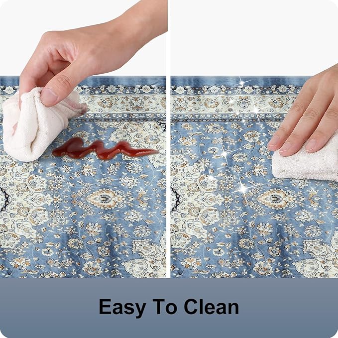 Collive Cushioned Kitchen Floor Mats, Anti Fatigue Kitchen Mats for Floor Non Slip Waterproof Sink Rugs, Comfortable Standing Desk Mat for Office, Laundry Room, 17"x47"-Blue