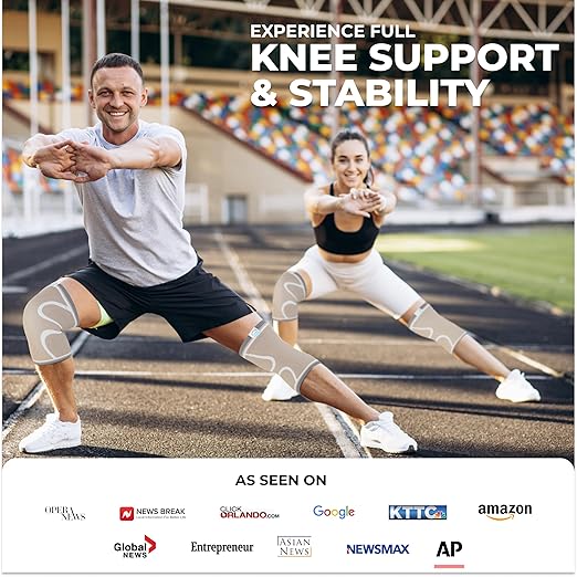 Modvel Compression Knee Brace for Women & Men, 2 Pack Knee Support Sleeves for Running, Meniscus Tear, ACL, Arthritis Pain Relief, Workout – XXL, Skin
