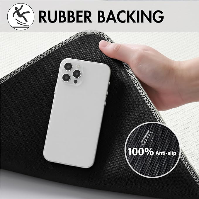 MIULEE Set of 2 Ultra Thin Bathroom Rugs, Rubber Bath Mats for Bathroom Non Slip, Quick Dry Absorbent Bath Rug Machine Washable, Fit Under Door, Shower, Sink, Home Decor, White, 24x36 Inch