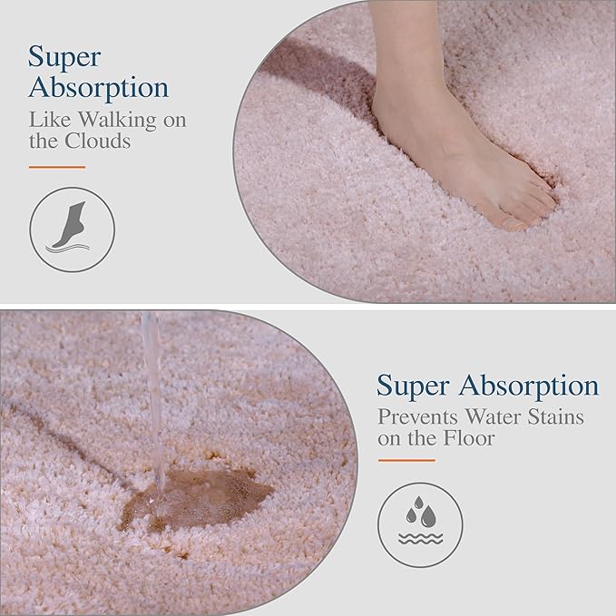 Walensee Large Bathroom Rug (24 x 36, Dusty Pink) Extra Soft and Absorbent Shaggy Bath Mat Machine Washable Microfiber Non Slip Luxury Floor Mat