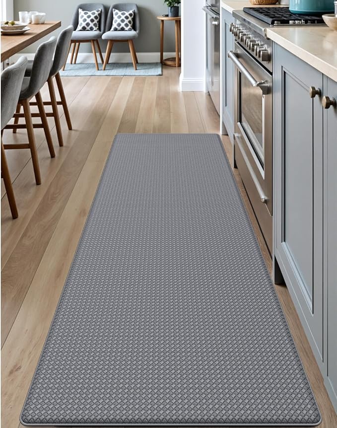 DEXI Kitchen Floor Mats Cushioned Anti Fatigue, 23x71, Large Wide Standing Runner Rug Waterproof, Comfort Memory Foam Padded for Front Sink Laundry, Grey