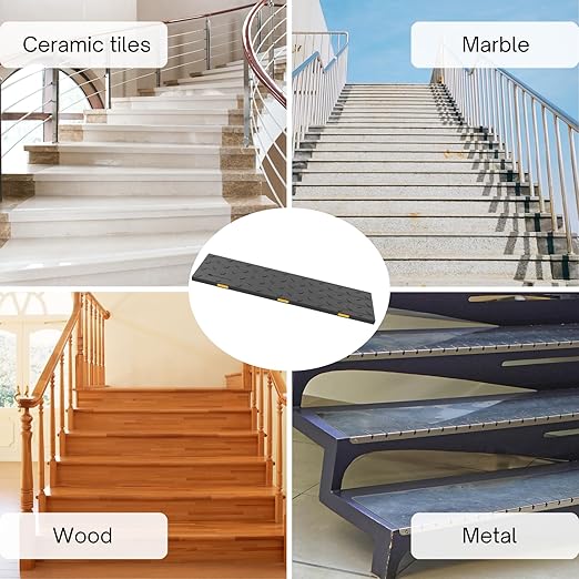 Rubber Stair Treads, 36"X10" 5 Pack Rubber Stair Treads for Wooden Steps, Non Slip Outdoor Step Mats with Nosing for Concrete Marble Tile Metal Steps - Black