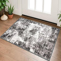 Modern Abstract Entryway Rug Indoor 2x3 Washable Non-Slip Soft Black Grey Small Area Rug Kitchen Mat Thin Print Faux Wool Floor Carpet for Entrance Bedroom Office