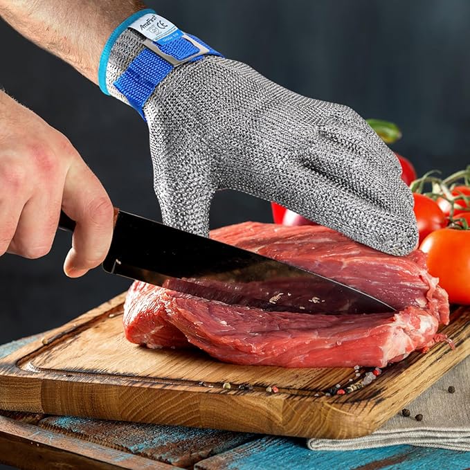 Cut-Resistant Gloves, Food-Grade Stainless Steel Mesh Metal Gloves, Suitable for Mandolines, Kitchen Use, Meat Processing, Butchers, and Oyster Shucking(Size: 12/XXX-Large)