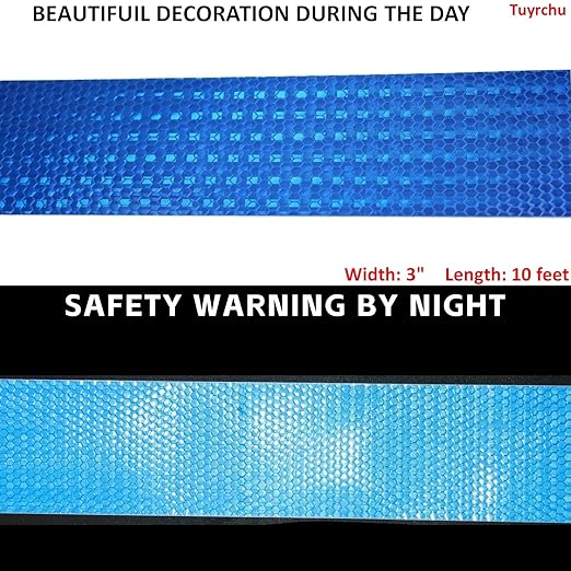 Industrial Reflective Tape Blue Outdoor Waterproof 3 inch, High Visibility Hazard Conspicuity Safety Marking Tape (10 feet)