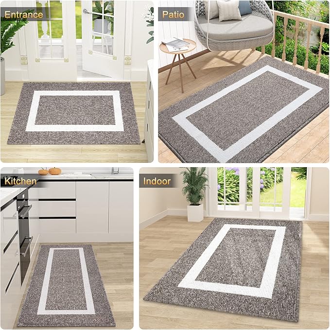 OLANLY Indoor Door Mat, 32x20, Non-Slip Absorbent Resist Dirt Entrance Mat, Washable Low-Profile Inside Entry Doormats for Entryway, Brown